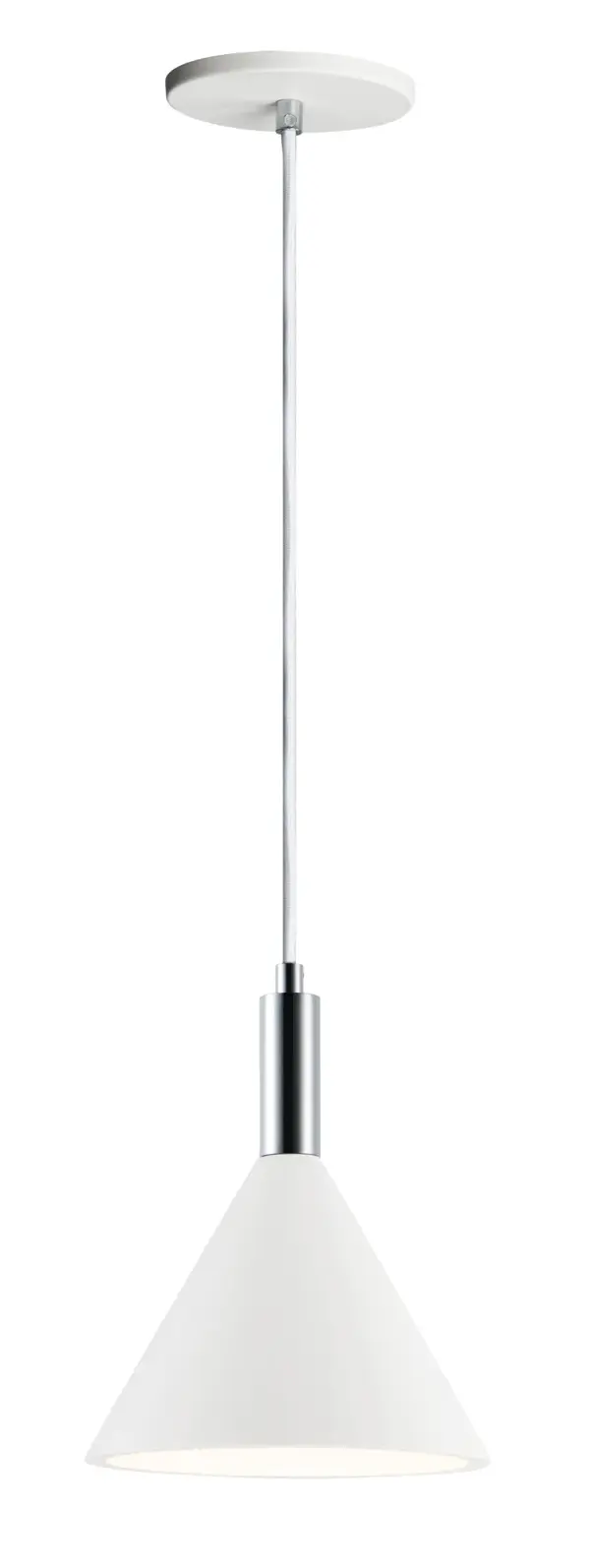 Funnel Single Pendant Light in White Gypsum with Polished Chrome - Image 1
