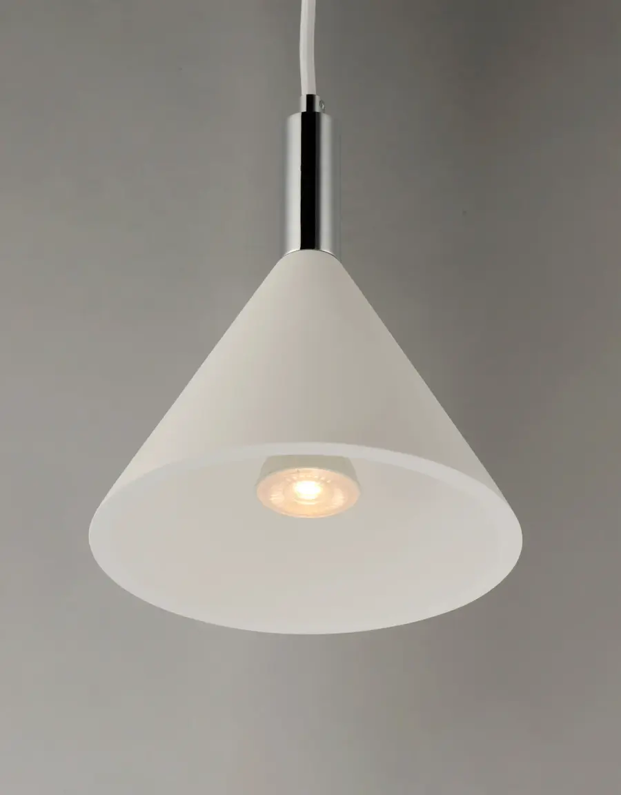 Funnel Single Pendant Light in White Gypsum with Polished Chrome - Image 3