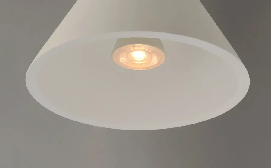 Funnel Single Pendant Light in White Gypsum with Polished Chrome - Image 4