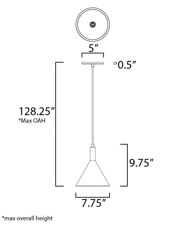 Funnel Single Pendant Light in White Gypsum with Polished Chrome - Image 5