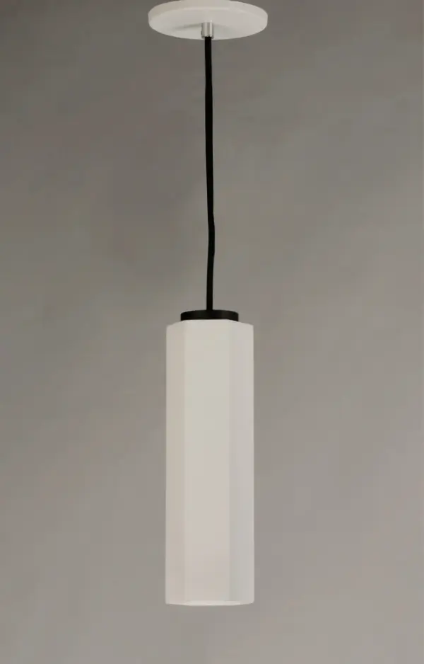 The Allen pendant combines clean cylindrical gypsum with black hardware accents for a modern aesthetic. Its paintable surface allows creative customization while LED technology provides efficient, warm illumination. - alternate view
