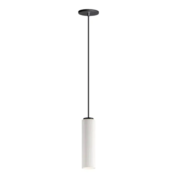 The Pleat Single Pendant combines textured white plaster with matte black structure for a striking contemporary look. Energy-efficient LED technology delivers bright, warm light with excellent color rendering, perfect for task lighting or accent applications.