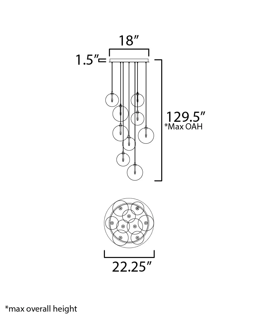 Global 9-Light LED Multi-Tier Chandelier - Image 5