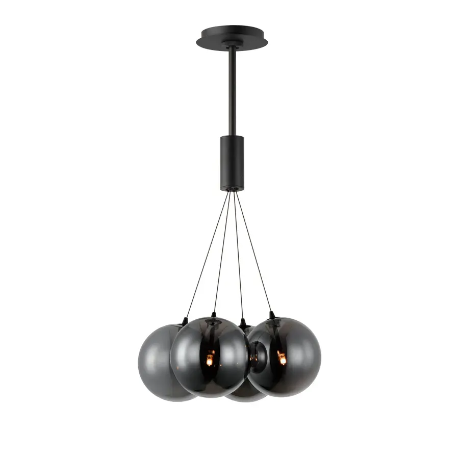 Burst 4-Light LED Multi-Light Pendant in Matte Black with Smoke Glass - Image 1