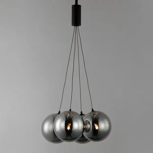 Burst 4-Light LED Multi-Light Pendant in Matte Black with Smoke Glass - Image 2