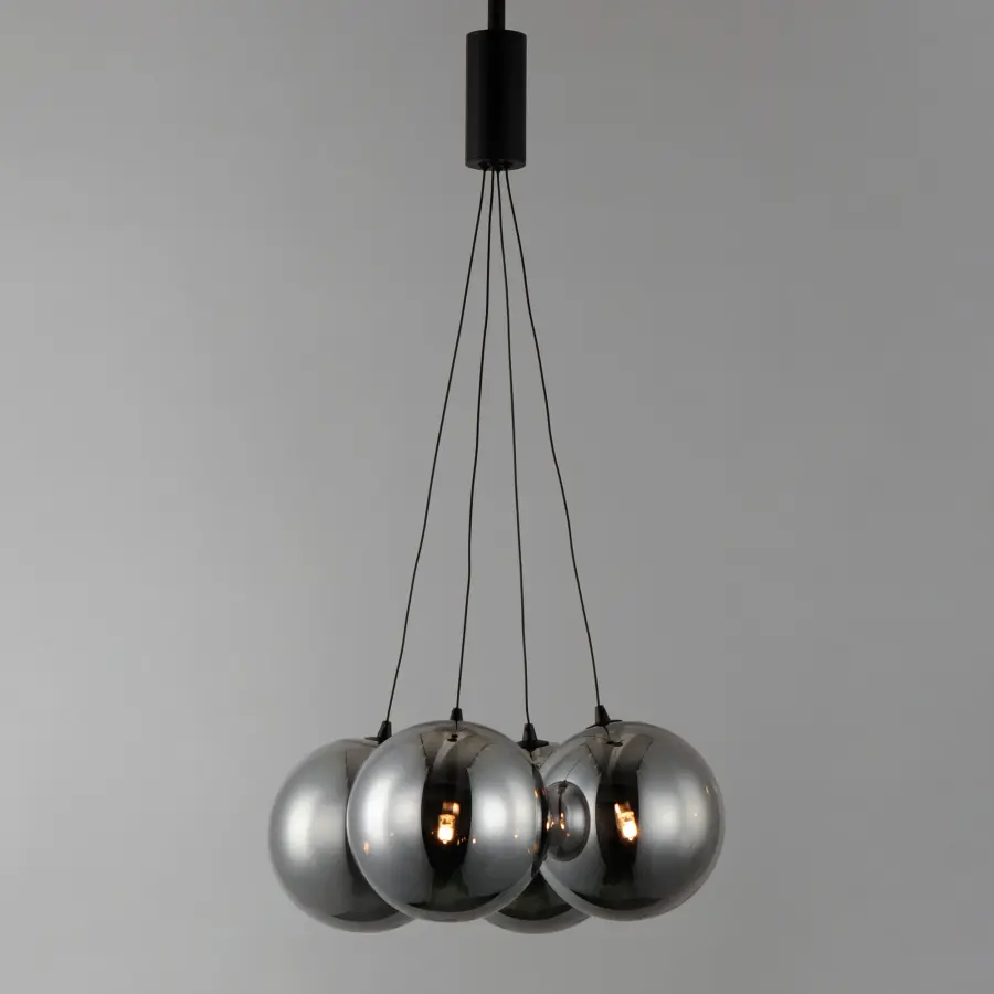 Burst 4-Light LED Multi-Light Pendant in Matte Black with Smoke Glass - Image 2