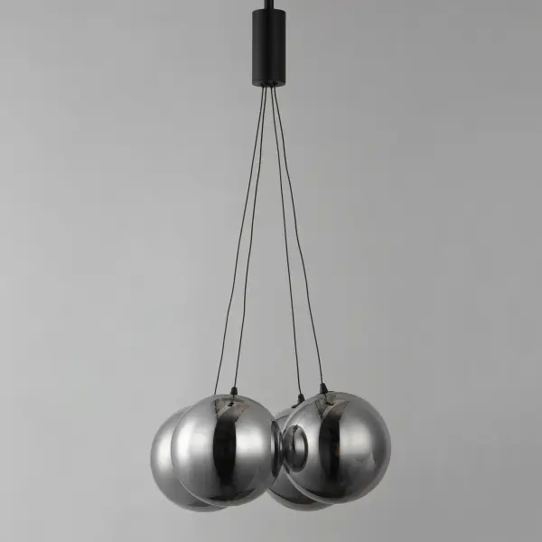 Burst 4-Light LED Multi-Light Pendant in Matte Black with Smoke Glass - Image 3