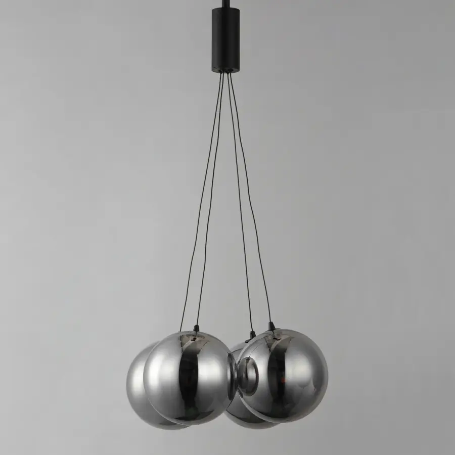 Burst 4-Light LED Multi-Light Pendant in Matte Black with Smoke Glass - Image 3