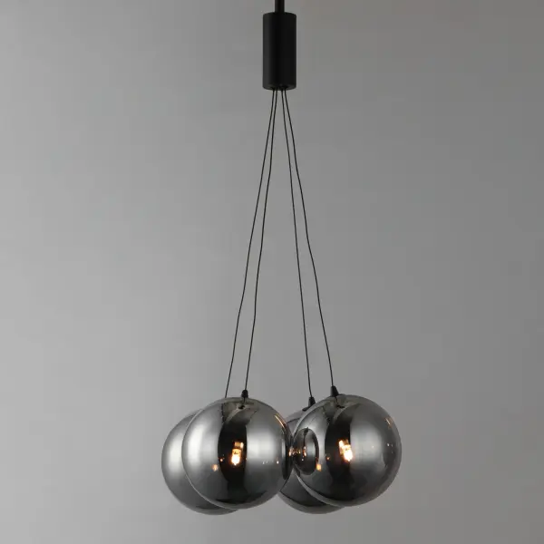 Burst 4-Light LED Multi-Light Pendant in Matte Black with Smoke Glass - Image 4