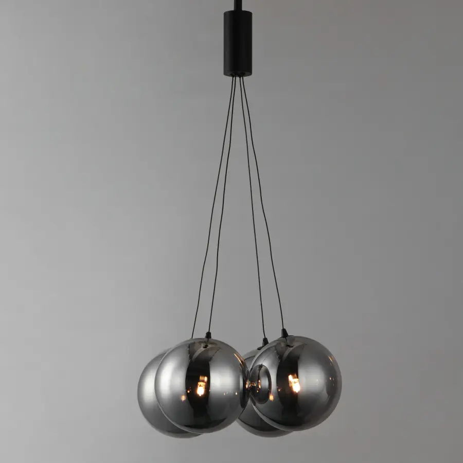 Burst 4-Light LED Multi-Light Pendant in Matte Black with Smoke Glass - Image 4
