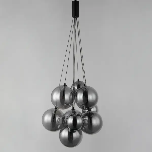Burst 9-Light LED Multi-Light Pendant in Matte Black with Smoke Glass - Image 2