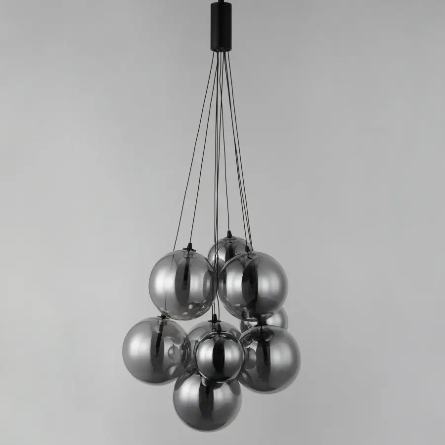 Burst 9-Light LED Multi-Light Pendant in Matte Black with Smoke Glass - Image 2