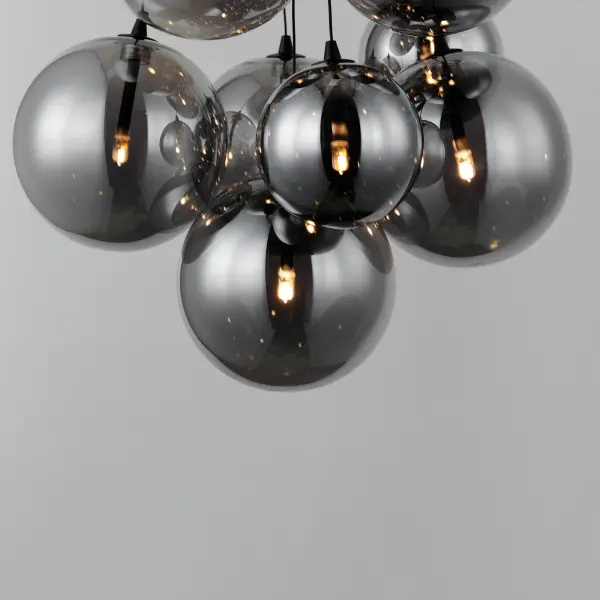 Burst 9-Light LED Multi-Light Pendant in Matte Black with Smoke Glass - Image 3