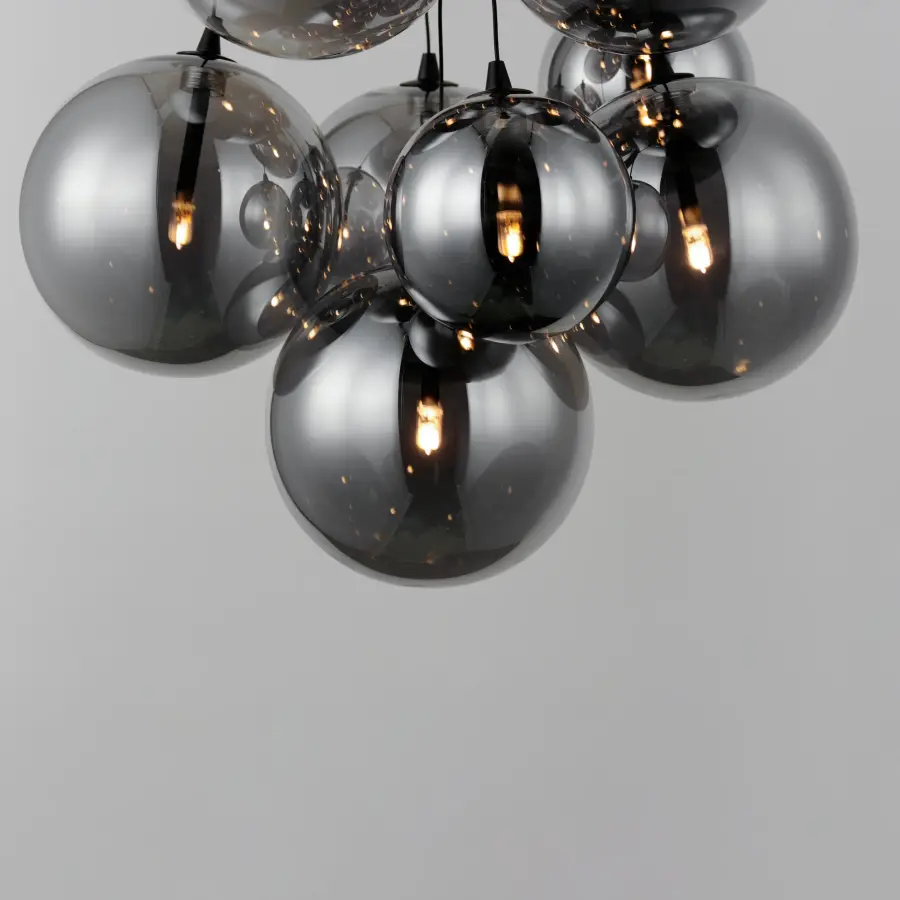 Burst 9-Light LED Multi-Light Pendant in Matte Black with Smoke Glass - Image 3
