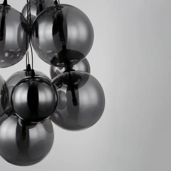 Burst 9-Light LED Multi-Light Pendant in Matte Black with Smoke Glass - Image 4