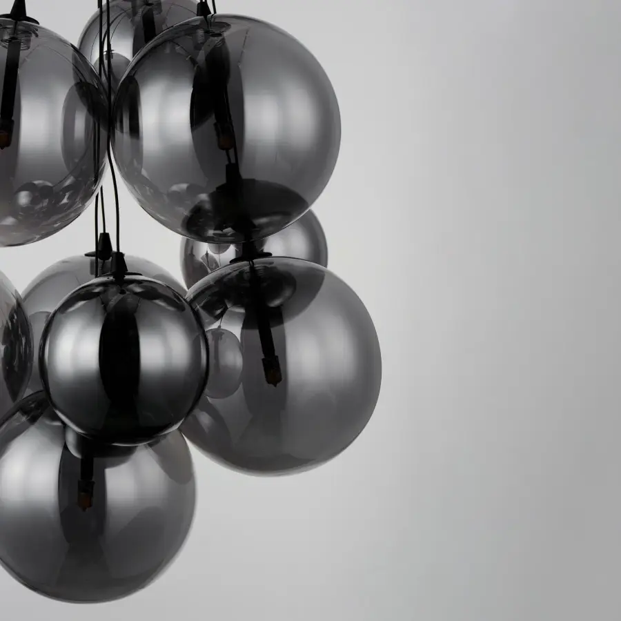 Burst 9-Light LED Multi-Light Pendant in Matte Black with Smoke Glass - Image 4