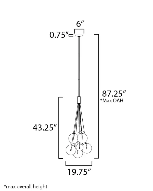 Burst 9-Light LED Multi-Light Pendant in Matte Black with Smoke Glass - Image 5