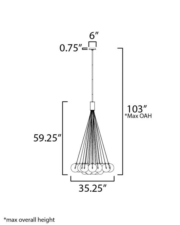 Burst 20-Light LED Multi-Light Pendant in Matte Black - Image 5