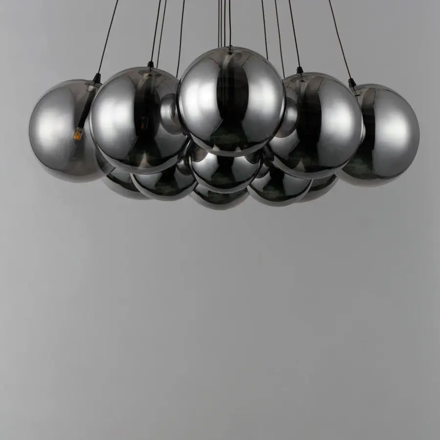Burst 12-Light LED Multi-Light Pendant in Matte Black with Smoke Glass - Image 2