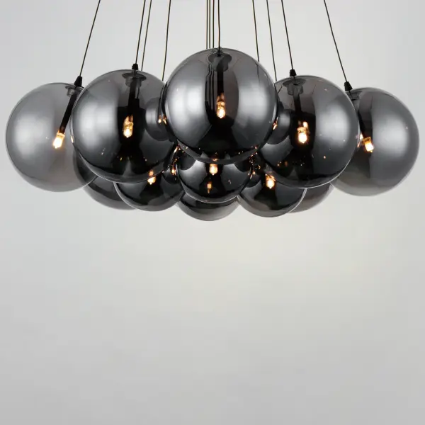 Burst 12-Light LED Multi-Light Pendant in Matte Black with Smoke Glass - Image 3