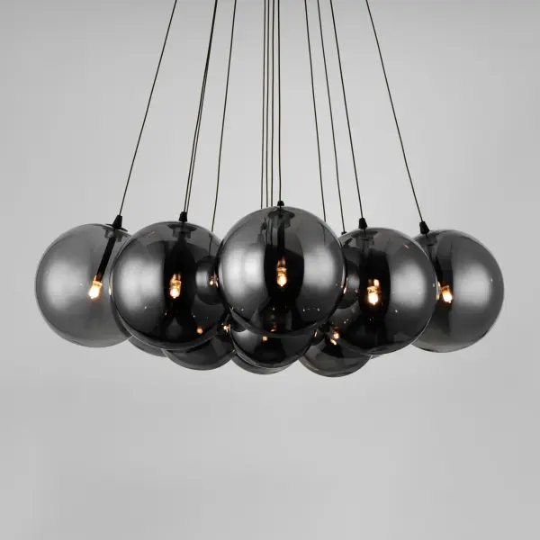 Burst 12-Light LED Multi-Light Pendant in Matte Black with Smoke Glass - Image 4