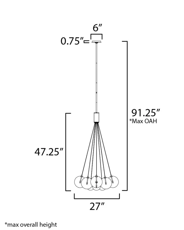Burst 12-Light LED Multi-Light Pendant in Matte Black with Smoke Glass - Image 5