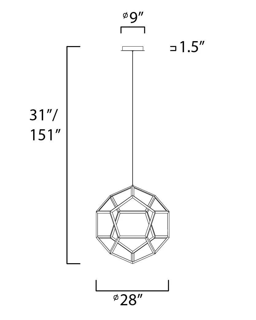 Penta Large LED Pendant in Black - Image 5