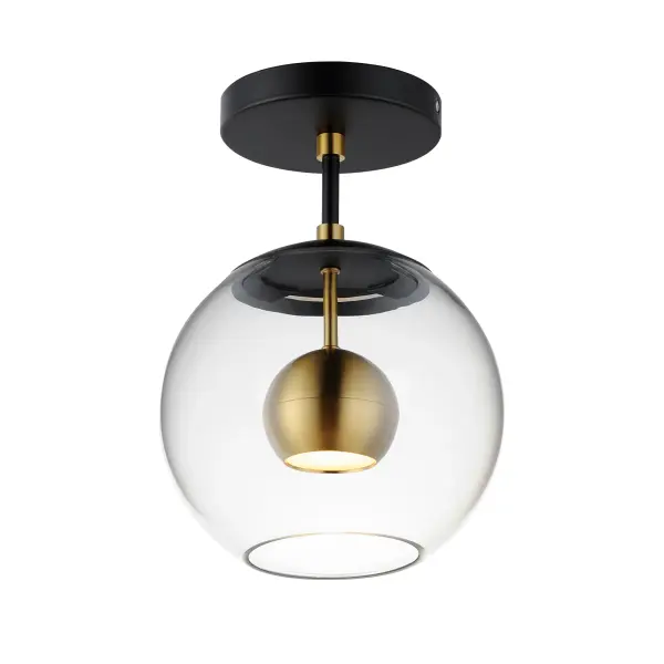 Nucleus LED Flush Mount in Black and Natural Aged Brass - Image 1