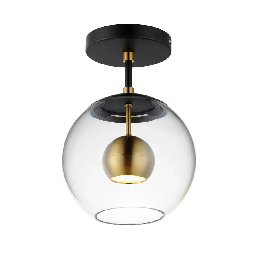 Nucleus LED Flush Mount in Black and Natural Aged Brass - Image 1