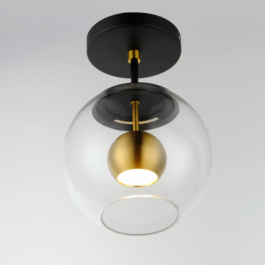 Nucleus LED Flush Mount in Black and Natural Aged Brass - Image 4