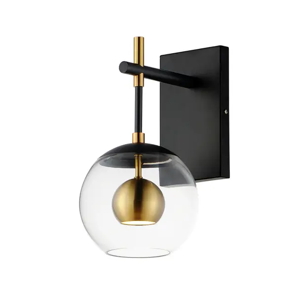 Nucleus LED Wall Sconce in Black and Natural Aged Brass - Image 1