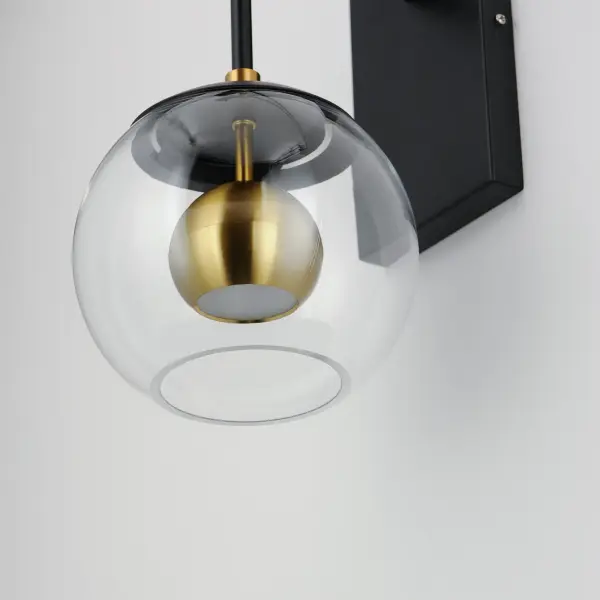 Nucleus LED Wall Sconce in Black and Natural Aged Brass - Image 2