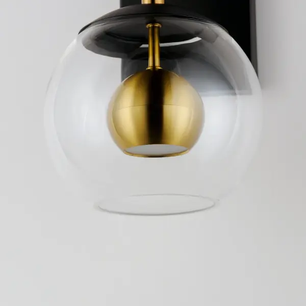 Nucleus LED Wall Sconce in Black and Natural Aged Brass - Image 3