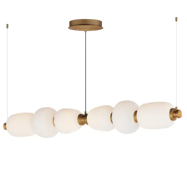 The Soji Linear Pendant brings quiet sophistication to modern spaces with its Japanese lantern-inspired design. The 60-inch length and bold Black/Gold two-tone frame create dramatic visual impact while Satin White glass diffuses 3000 lumens of warm 3000K light. Perfect for dining rooms and kitchen islands seeking architectural statement lighting.