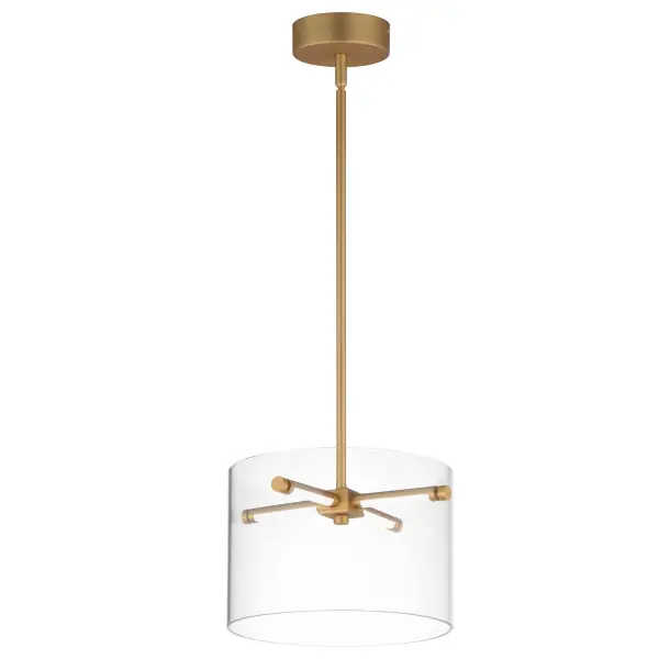 The Polo pendant combines sleek modern design with powerful LED lighting. Its clear glass cylinder and streamlined gold pole structure create a sophisticated look while delivering 990 lumens of warm light.