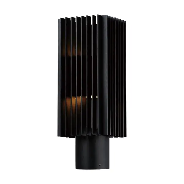 The Rampart post mount combines sharp architectural lines with efficient LED technology, creating dramatic upward and downward illumination. Its matte black finish and aluminum construction deliver durability and style.