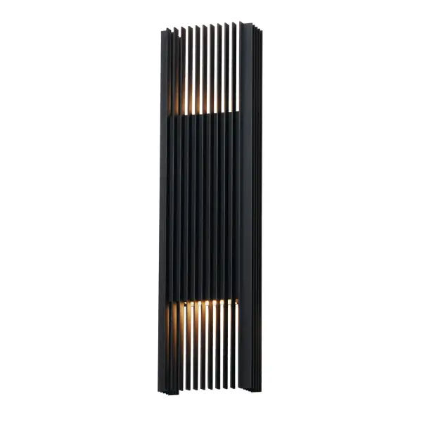 The Rampart XL delivers dramatic architectural lighting with its sharp rectilinear design and dual-direction LED illumination. Perfect for modern exteriors, this substantial sconce creates captivating light patterns while providing 1000 lumens of warm 3000K light.