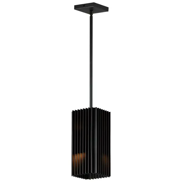 The Rampart LED Outdoor Pendant features sharp rectilinear lines and a squared LED housing that creates an intriguing upward and downward light pattern. Energy-efficient with excellent color rendering, perfect for modern exteriors.
