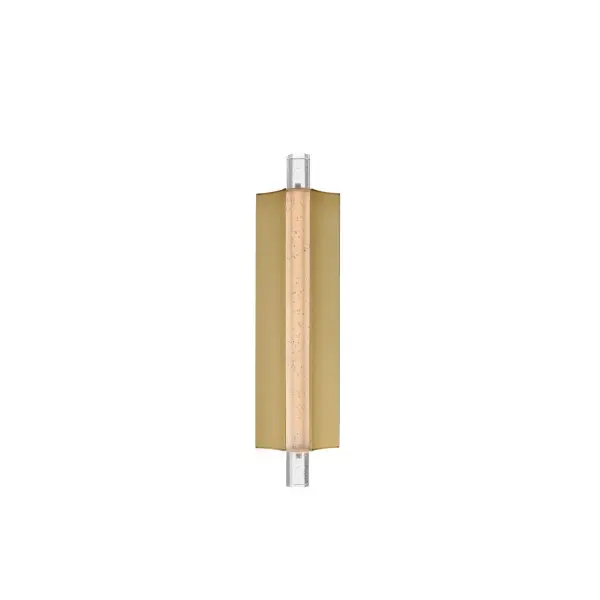 Collection: Hyperion Finish: Gold Glass: Clear Crystal Width: 5.00" Height: 18.00" Length: 18.00" Weight: 5.50 lb Extension from Wall: 3.00" Wire: 8" Canopy: 5"x18" Bulbs Included Number of Bulbs: 1 Maximum Wattage: 8.00 W Bulb Base: PCB Integrated Light Source: LED Light Output: 200.00 lm Color Temperature: 3000 K CRI: 90 Rated Average Life: 30000 Voltage: 120.00 V Material: Aluminum, Crystal Safety Listing: cETLus ADA LED Manufacturer Warranty: 3 Spec Sheet