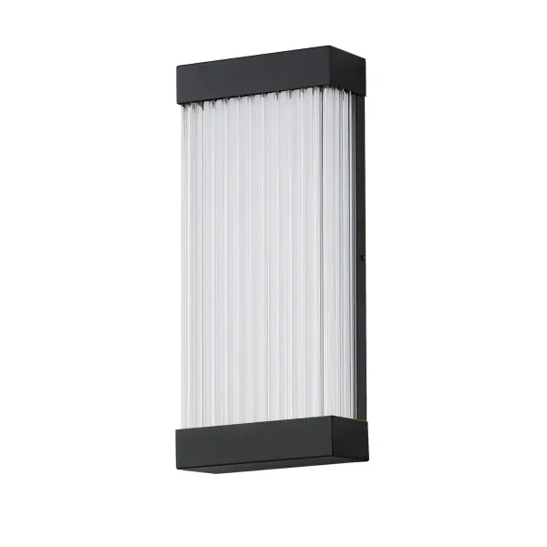 The Acropolis sconce features faceted crystal columns with backlit LED illumination in a durable aluminum and stainless steel frame. ADA-compliant and wet-location rated, it delivers sophisticated lighting for any interior or exterior application.