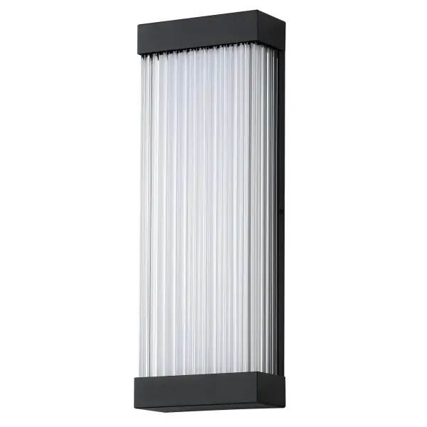 The Acropolis sconce features faceted crystal columns with backlit LED illumination in a durable aluminum and stainless steel frame. ADA-compliant and wet-location rated, it delivers sophisticated lighting for any interior or exterior application.