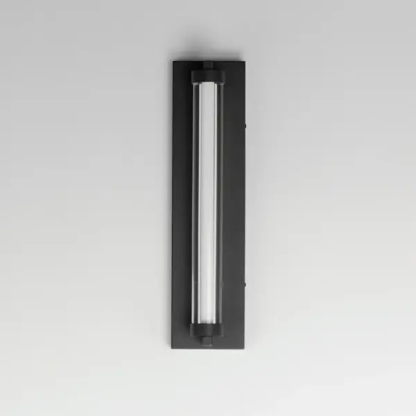 The Fuse Outdoor sconce combines contemporary design with practical functionality. Its layered glass construction creates ambient lighting while the slim 4-inch profile ensures ADA compliance for versatile indoor-outdoor use. - alternate view