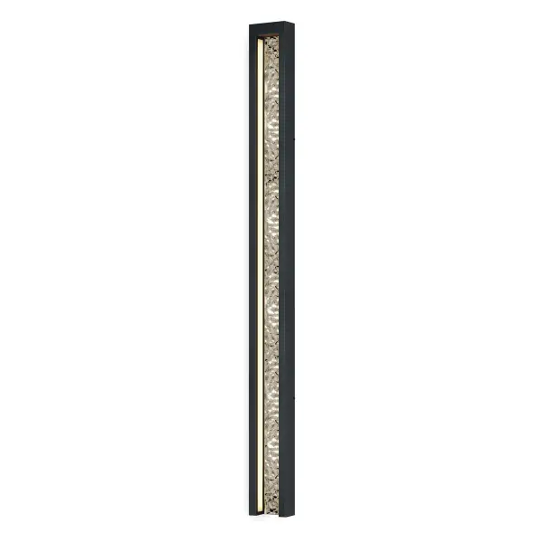 This striking 5-foot linear sconce creates a stunning water-feature effect with LED light flowing down an elongated aluminum channel. The polished black stainless steel construction ensures durability in outdoor conditions.