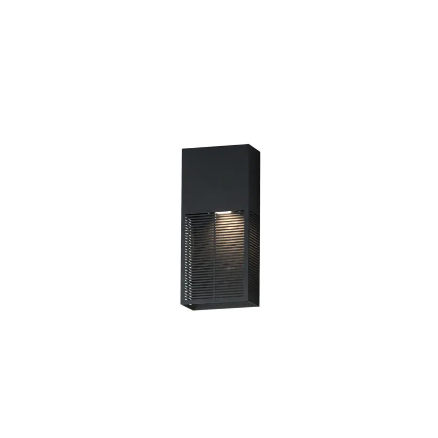 Grate 14" LED Outdoor Wall Sconce in Matte Black - Image 1