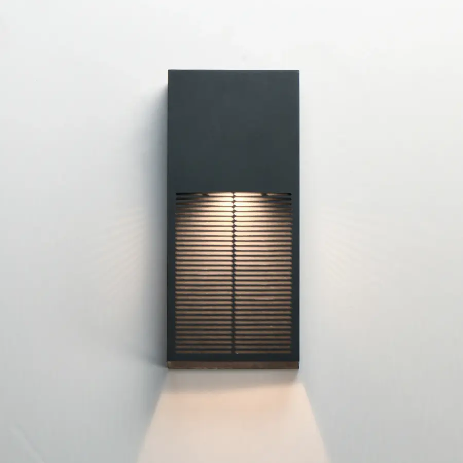 Grate 14" LED Outdoor Wall Sconce in Matte Black - Image 3