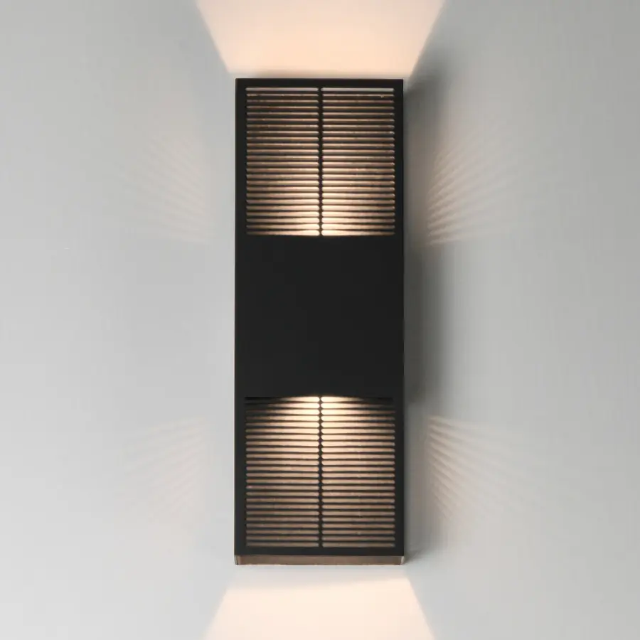 Grate 18" LED Outdoor Wall Sconce in Matte Black - Image 3