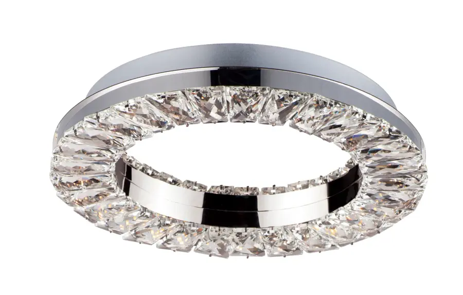 Stunning Crystal Wall Sconce with Modern Floating Ring Design - Image 1