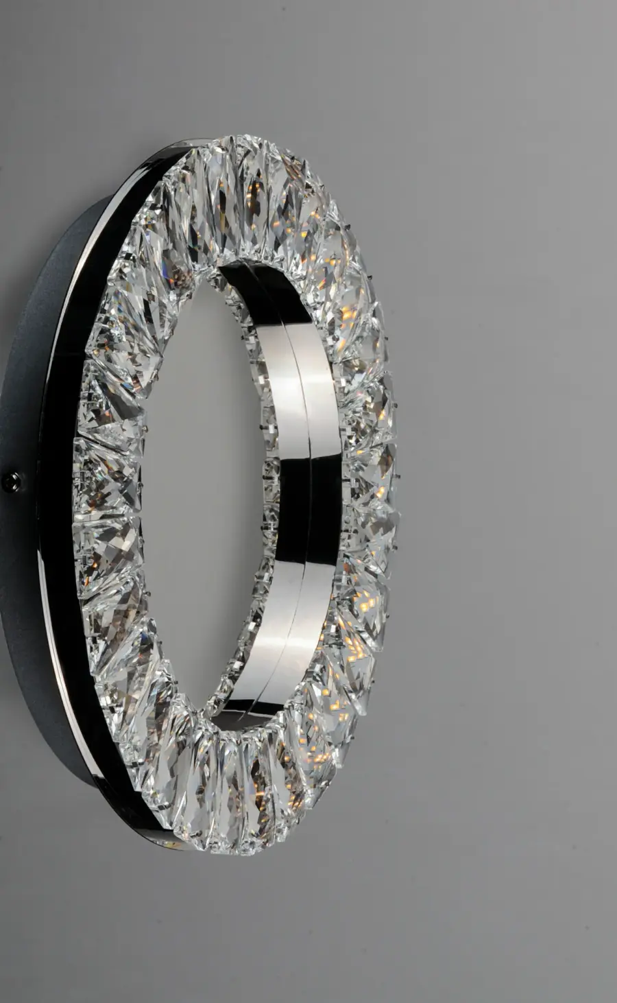 Stunning Crystal Wall Sconce with Modern Floating Ring Design - Image 2