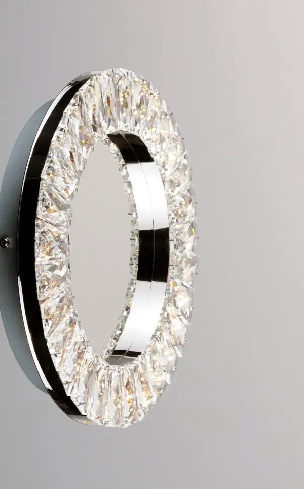 Stunning Crystal Wall Sconce with Modern Floating Ring Design - Image 3