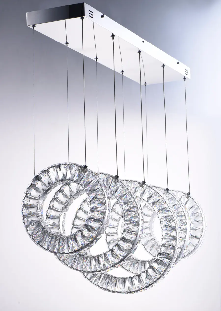 Stunning Crystal Linear Pendant Creates Floating Light Sculpture - Image 4